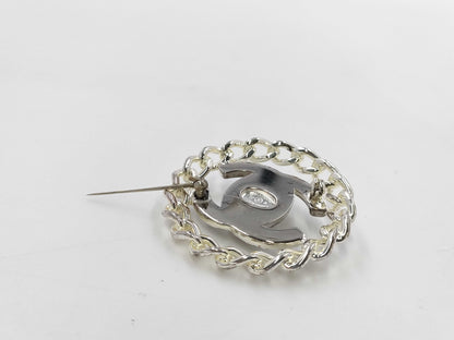 CHANEL Coco Mark Chain Motif Round Brooch