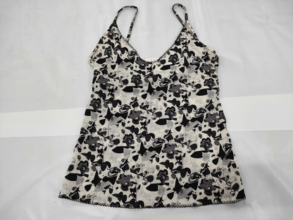 CHANEL Coco Mark Flower Print Silk Camisole, Size 36, Top