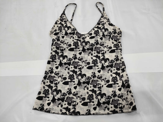 CHANEL Coco Mark Flower Print Silk Camisole, Size 36, Top