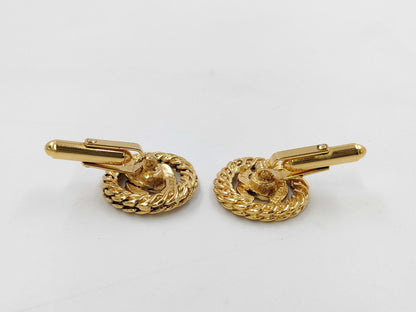 CHANEL Coco Mark Vintage Round Cufflinks Tie Clip/Cufflinks