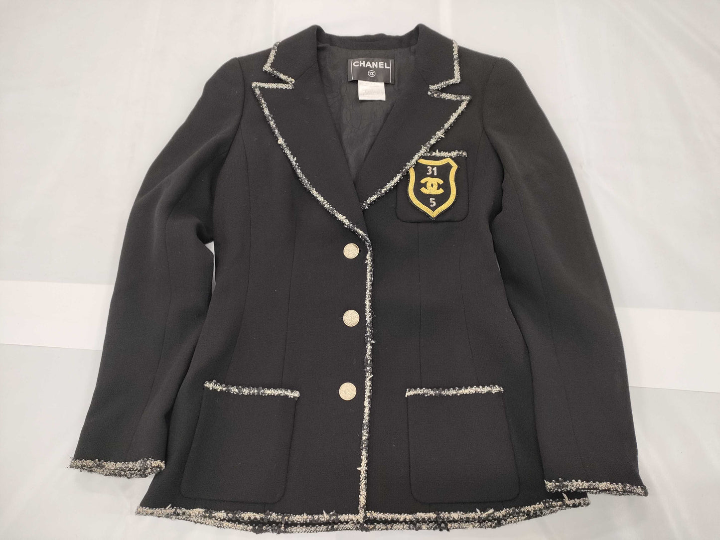 CHANEL Coco Mark Emblem Tailored Jacket Size 40