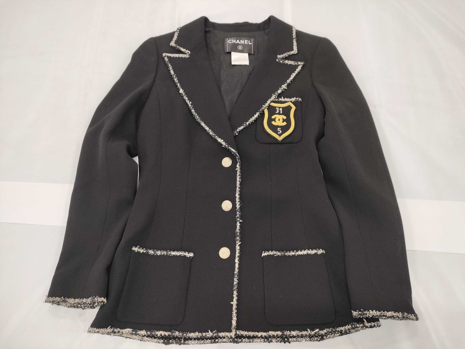 CHANEL Coco Mark Emblem Tailored Jacket Size 40