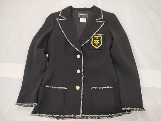 CHANEL Coco Mark Emblem Tailored Jacket Size 40
