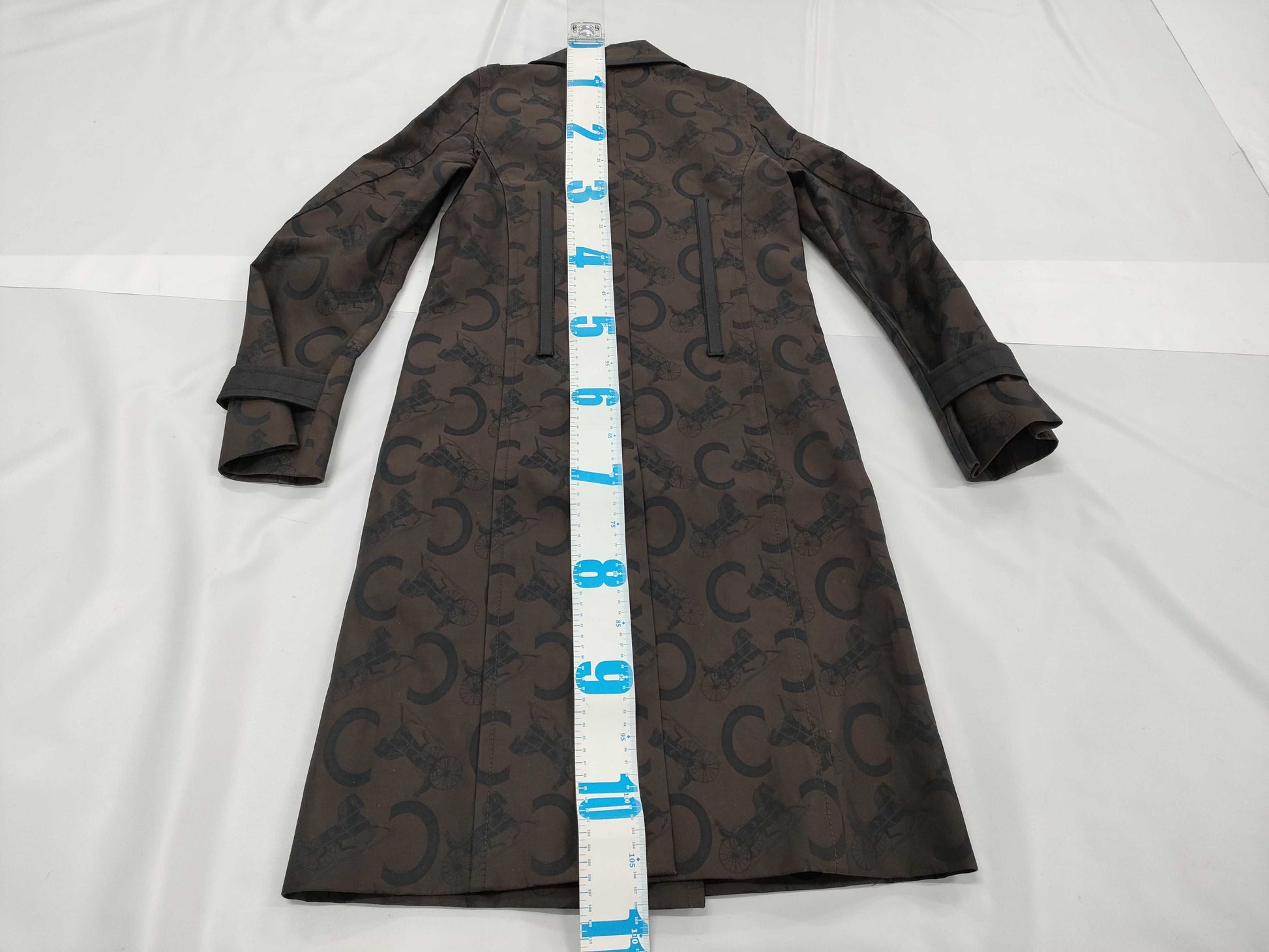 CELINE C Macadam Trench Coat, Size 34