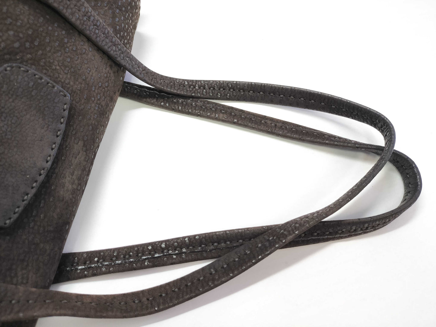 PRADA Ostrich Jackie Suede Mini Boston Handbag