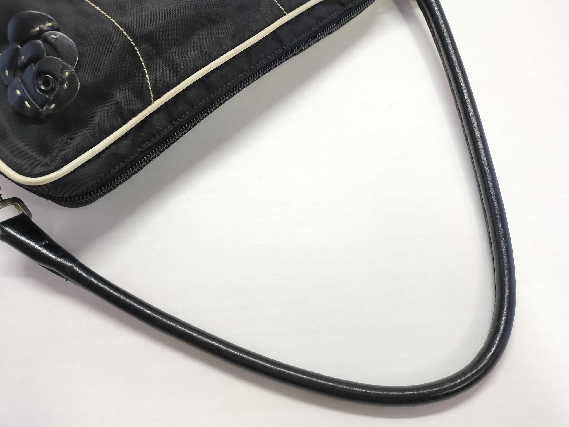 PRADA Nylon Flower Brooch Handbag