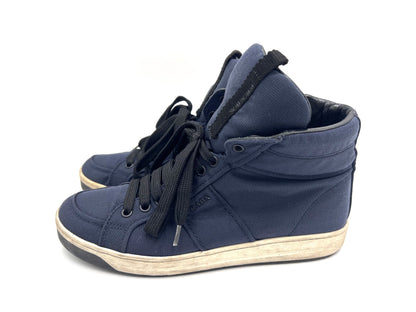 PRADA 3T 6186 High-Top Navy Sneakers, Size 38 1/2
