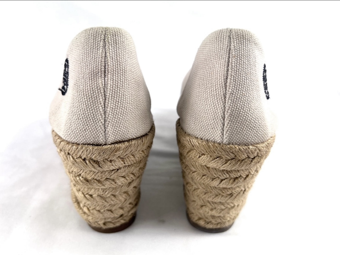 Tory Burch Espadrille Wedge Sandals, Black and Natural, Size 6