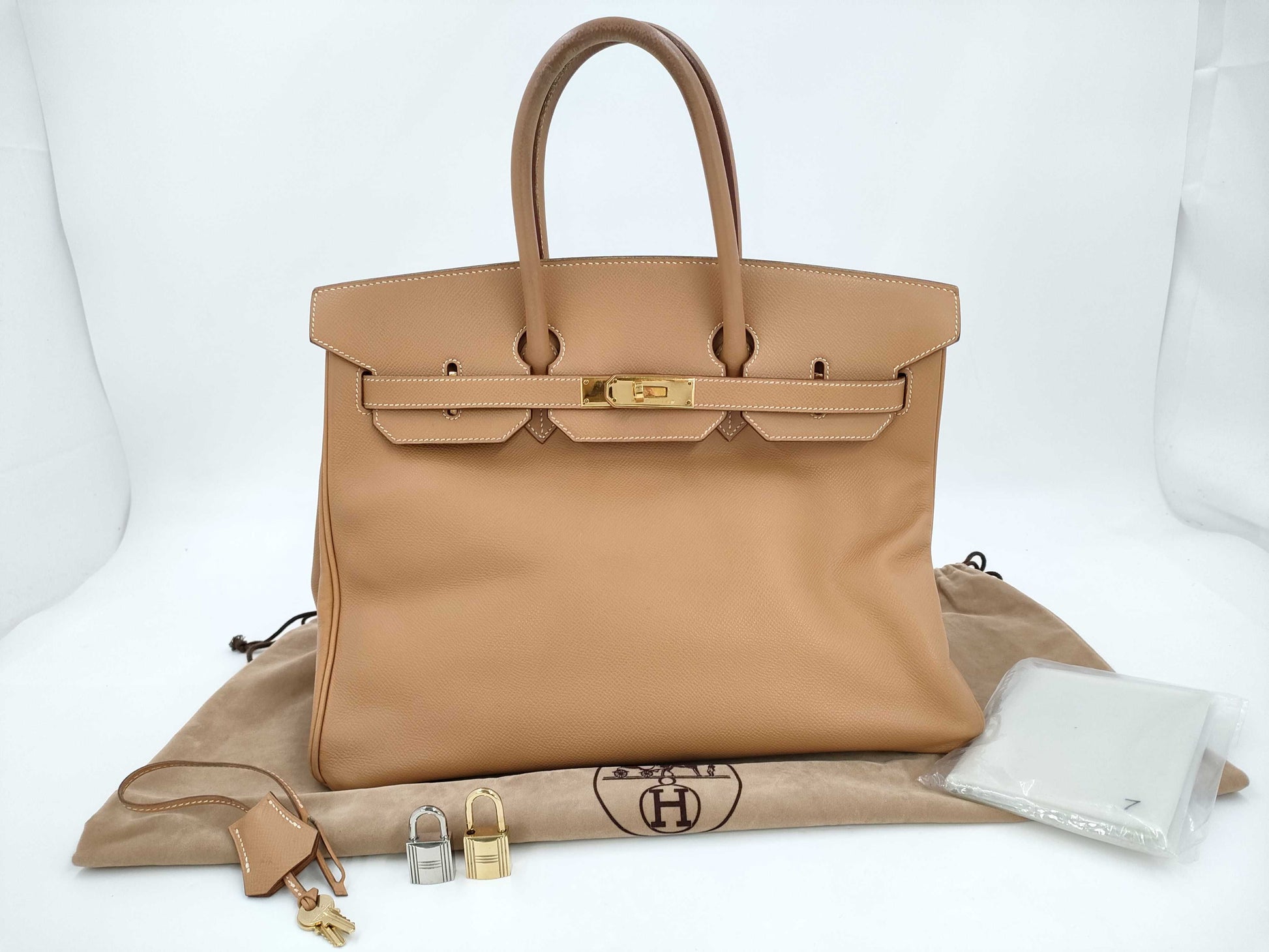 HERMES Birkin 35 □C engraved handbag