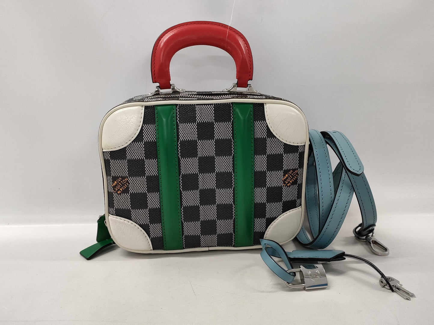 LOUIS VUITTON Valisette BB Damier Shoulder Bag N40233 Gray Multicolor with Silver Hardware, PVC Leather, RI2199 Handbag
