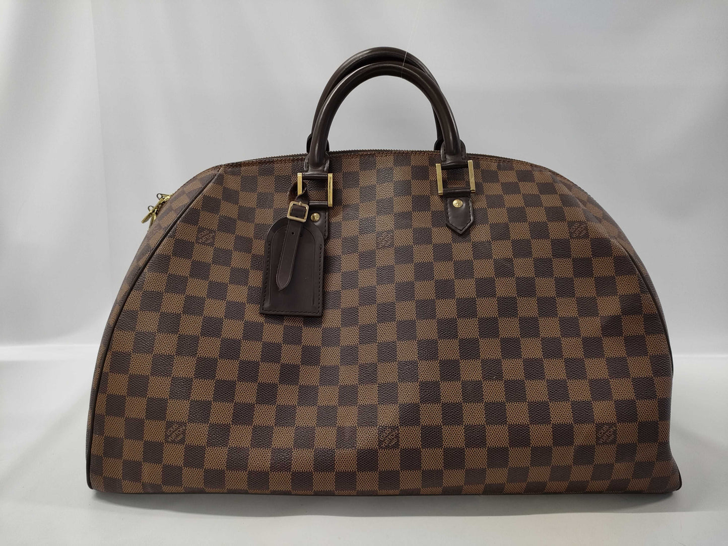 LOUIS VUITTON Rivera GM Damier Ebene Boston Bag N41432 Brown with Gold Hardware, PVC Leather, AR1001 Boston Bag