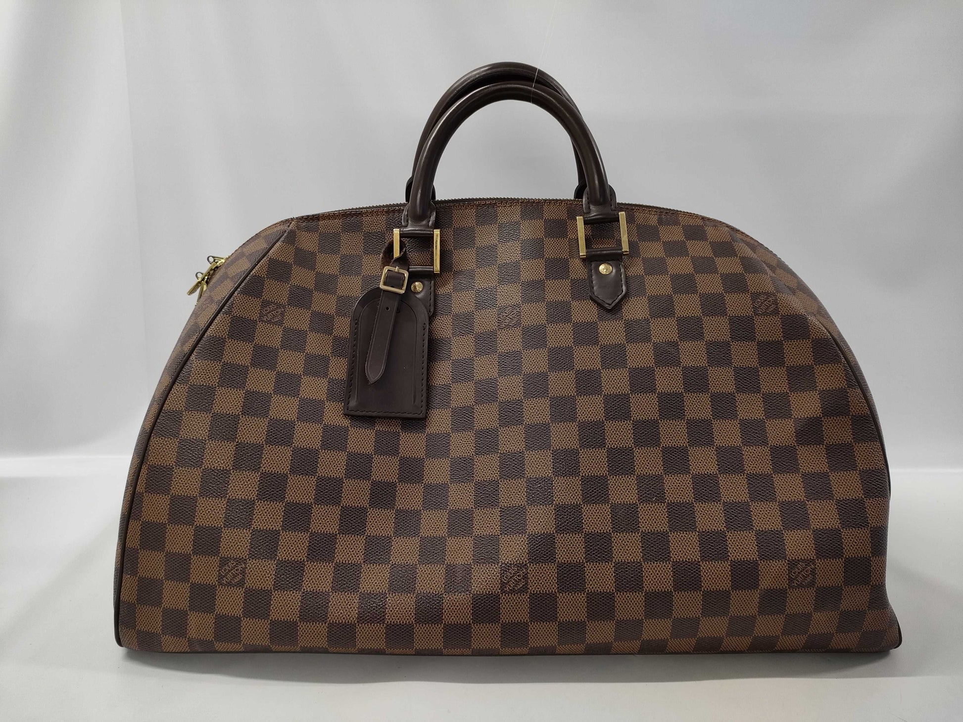 LOUIS VUITTON Rivera GM Damier Ebene Boston Bag N41432 Brown with Gold Hardware, PVC Leather, AR1001 Boston Bag