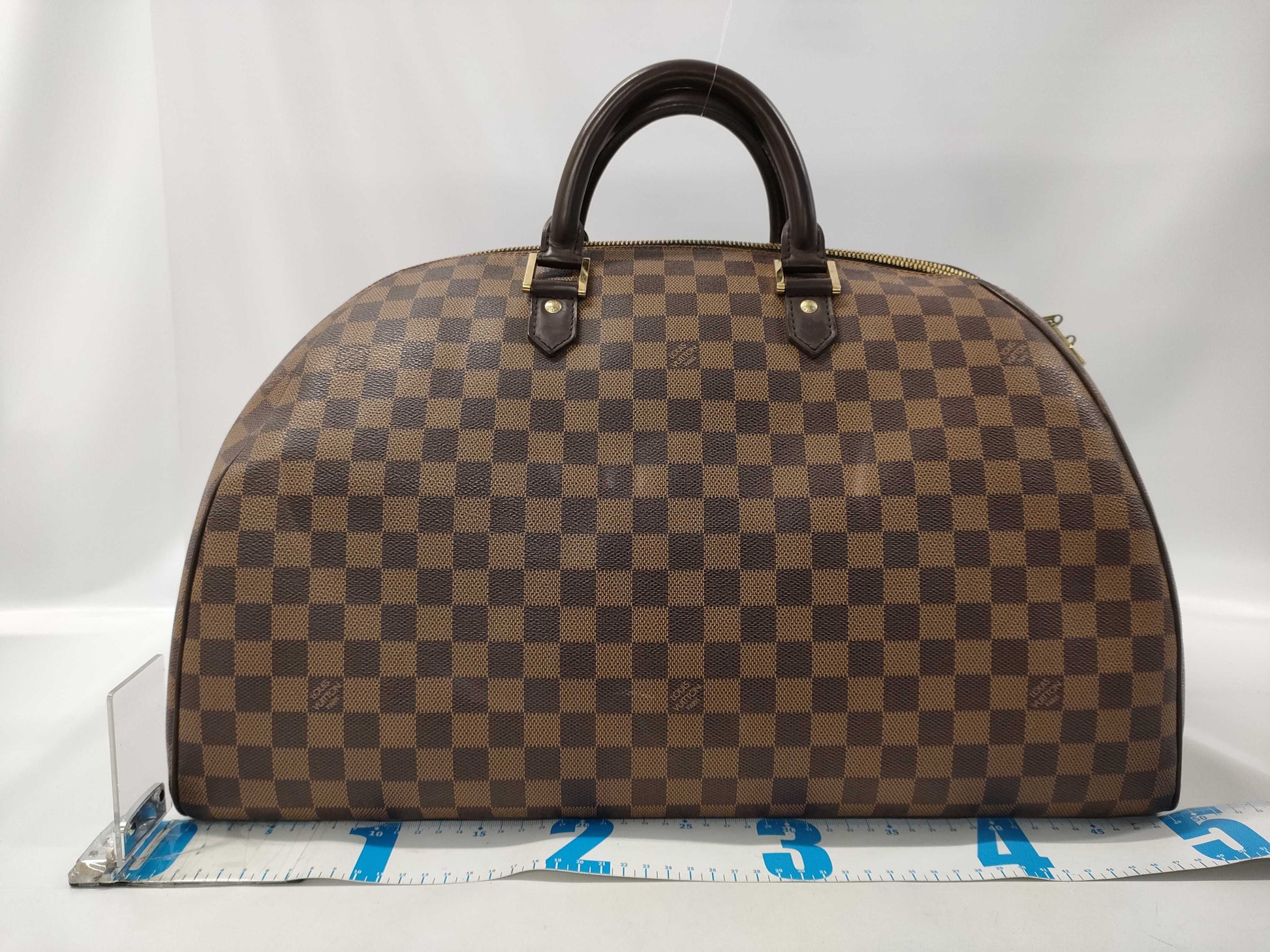 LOUIS VUITTON Rivera GM Damier Ebene Boston Bag N41432 Brown with Gold Hardware, PVC Leather, AR1001 Boston Bag