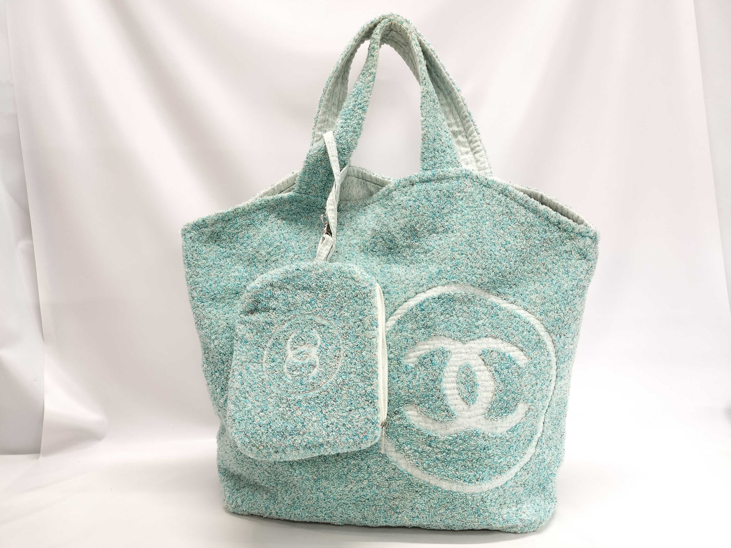 CHANEL Coco Beach Towel Pile Tote Bag with Pouch