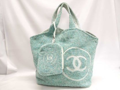 CHANEL Coco Beach Towel Pile Tote Bag with Pouch