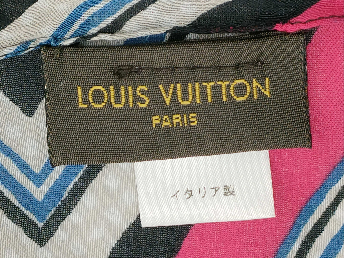 LOUIS VUITTON Scarf, 79% Cotton, 21% Silk, Black, White, Red, Blue, IS0194 MP1531