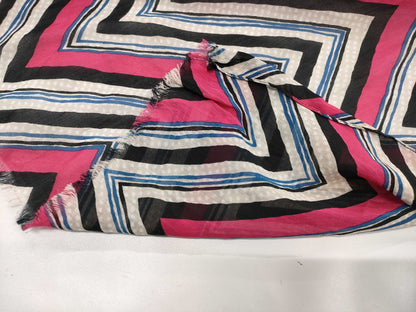 LOUIS VUITTON Scarf, 79% Cotton, 21% Silk, Black, White, Red, Blue, IS0194 MP1531