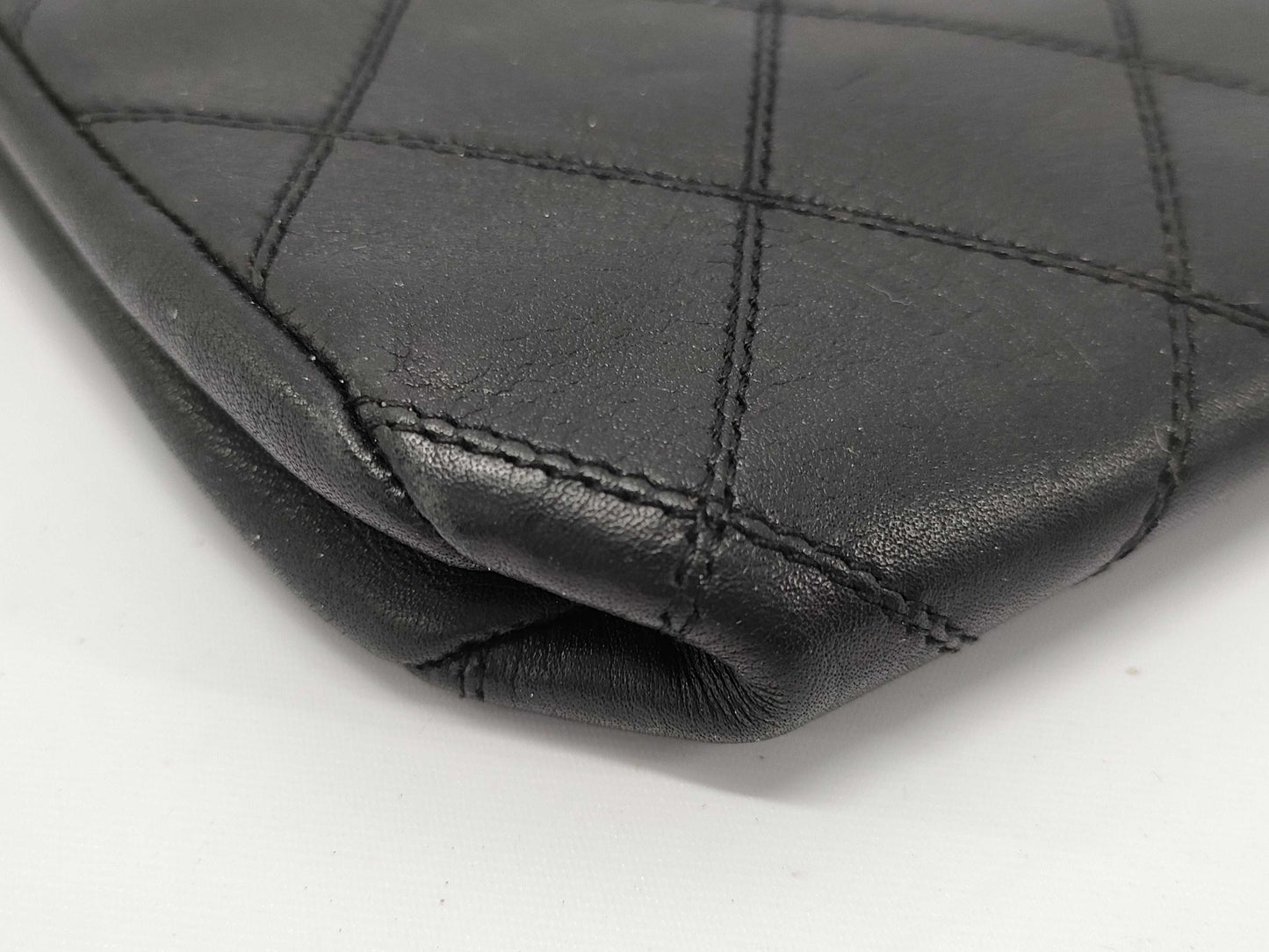 CHANEL Matelasse Bicolore Lambskin Black Clutch Bag