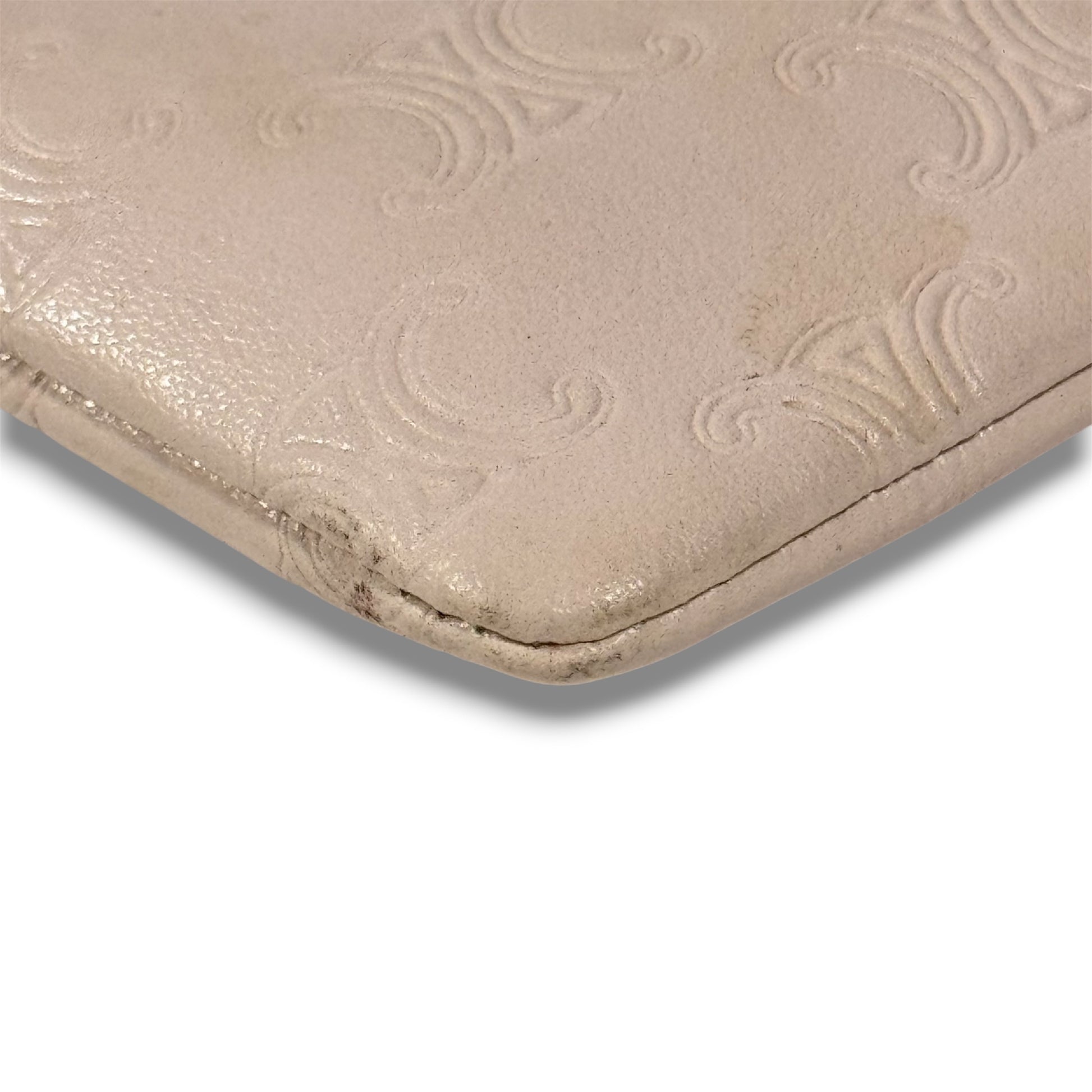 CELINE Smooth Calfskin Triomphe Embossed Coin and Card Pouch Smooth Calfskin Triomphe Embossed Coin and Card Holder with Key Hook W Coin Case