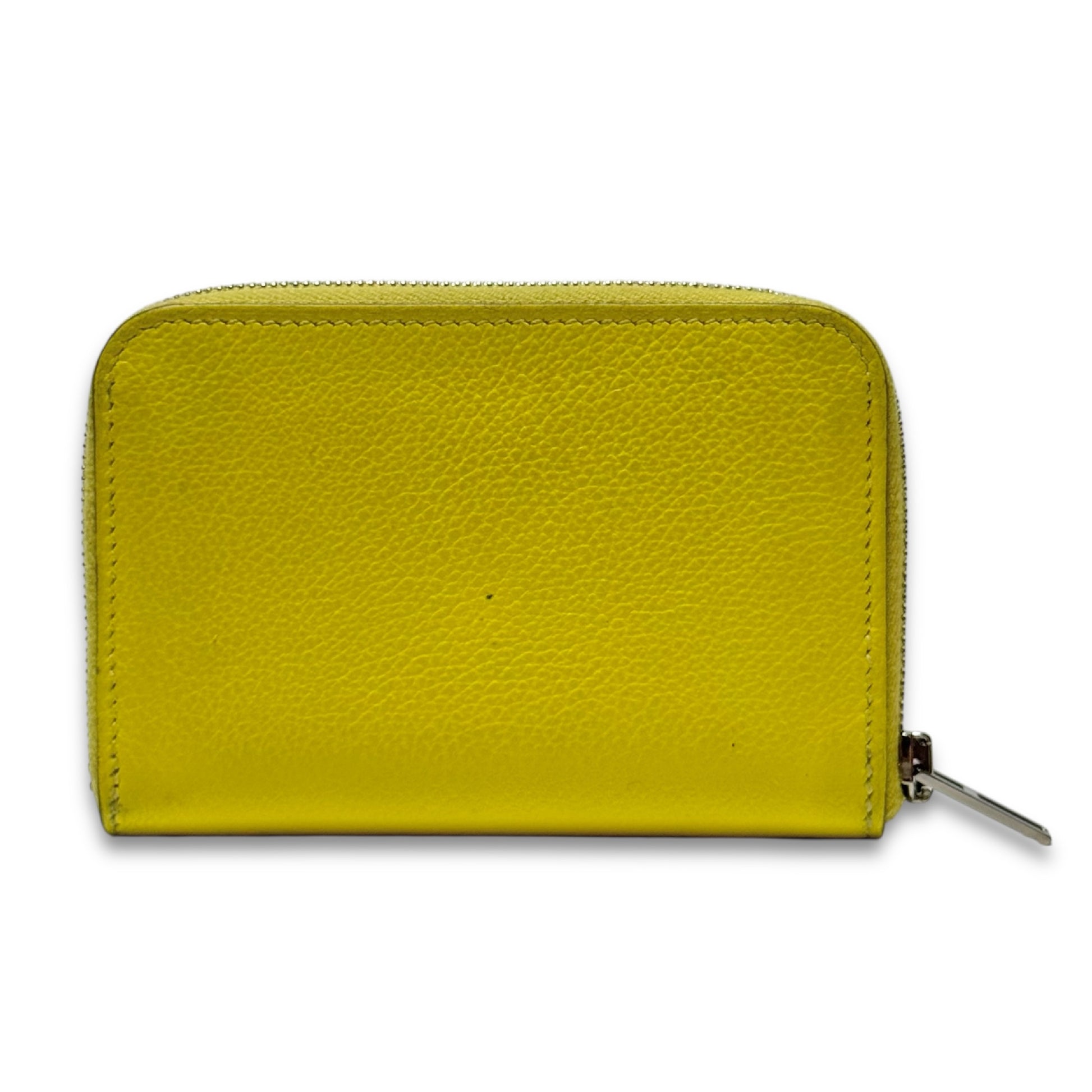 HERMES Zip Ango H Evercolor Jaune Citron U Stamp 22 Years Old Card Case Wallet W11cm x H7.5cm x D1.5cm Coin Case