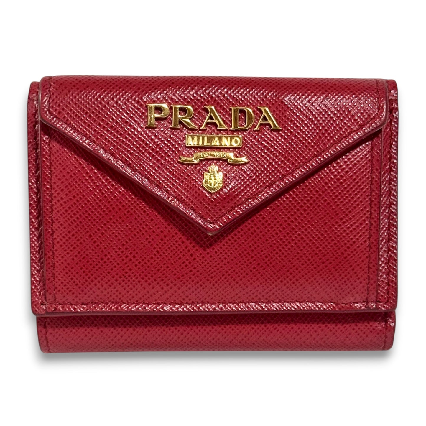 PRADA Saffiano Metal Lettering Logo Tri-fold Wallet, Compact FOUCO, W10cm x H7cm x D3cm