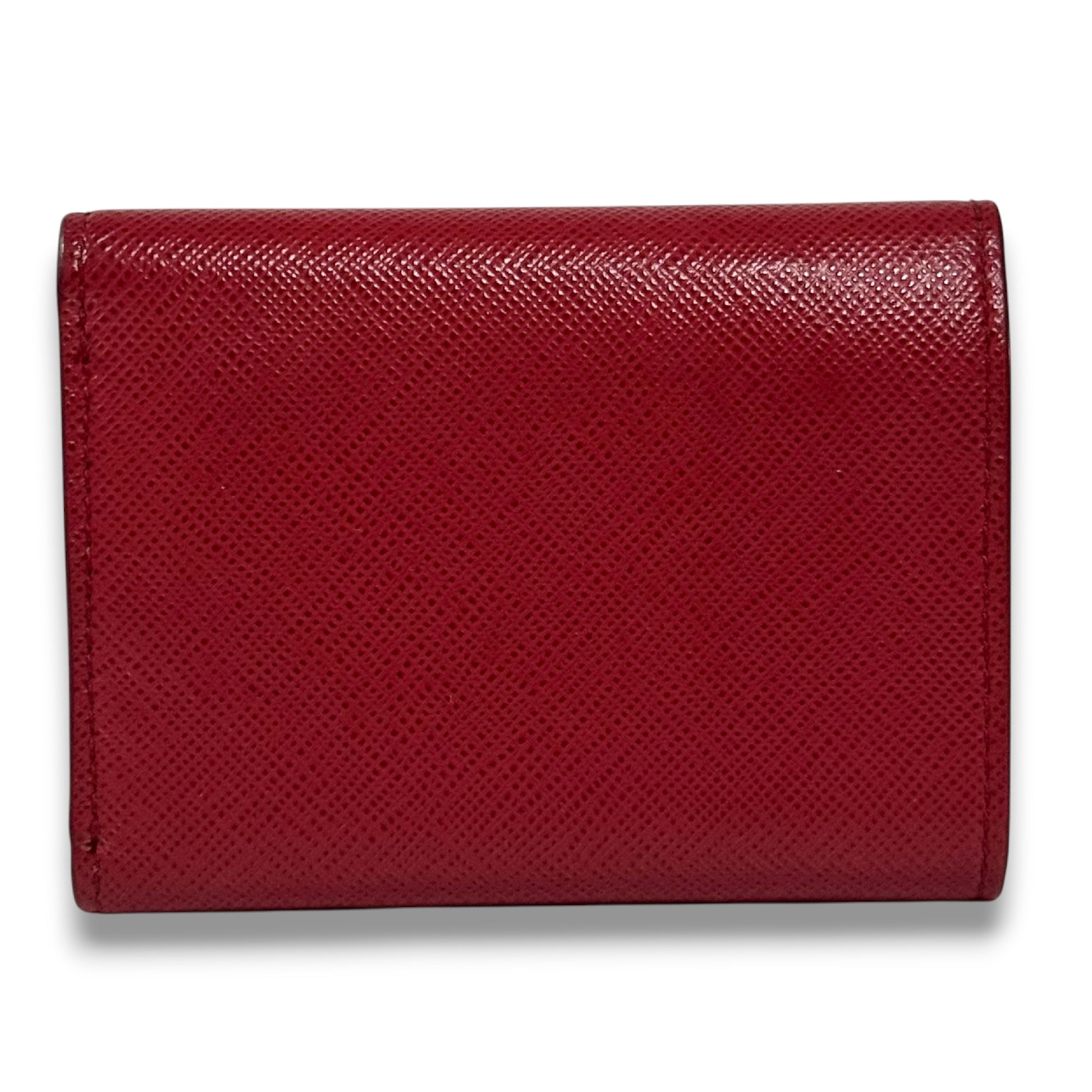 PRADA Saffiano Metal Lettering Logo Tri-fold Wallet, Compact FOUCO, W10cm x H7cm x D3cm