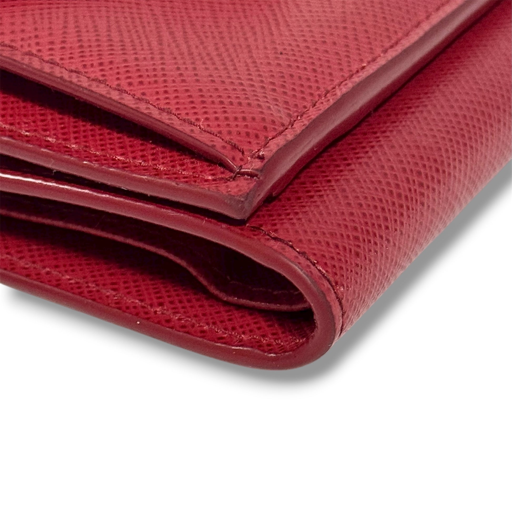 PRADA Saffiano Metal Lettering Logo Tri-fold Wallet, Compact FOUCO, W10cm x H7cm x D3cm