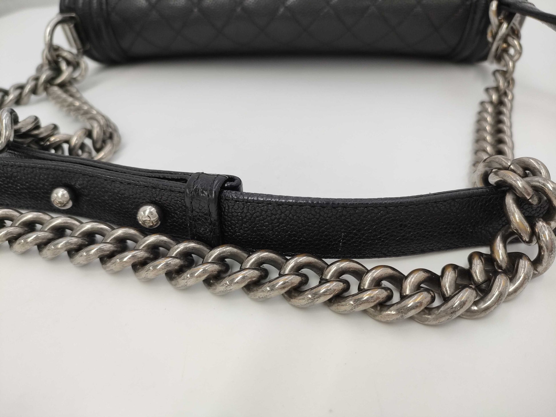 CHANEL Boy Chanel Caviar Leather Chain Shoulder Bag, Black, No. 23