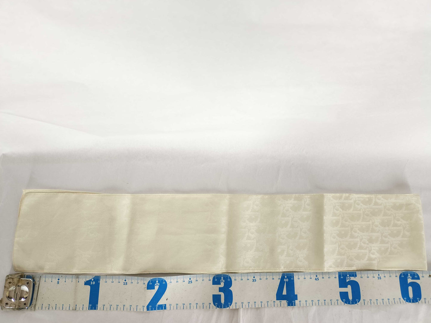 Dior Trotter Trotter Scarf with Ribbon Tie, Silk, White