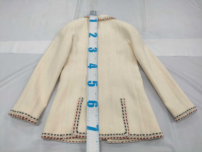 CHANEL CHANEL 18A Trimmed Tweed Jacket Ecru Size 34 Jacket Jacket