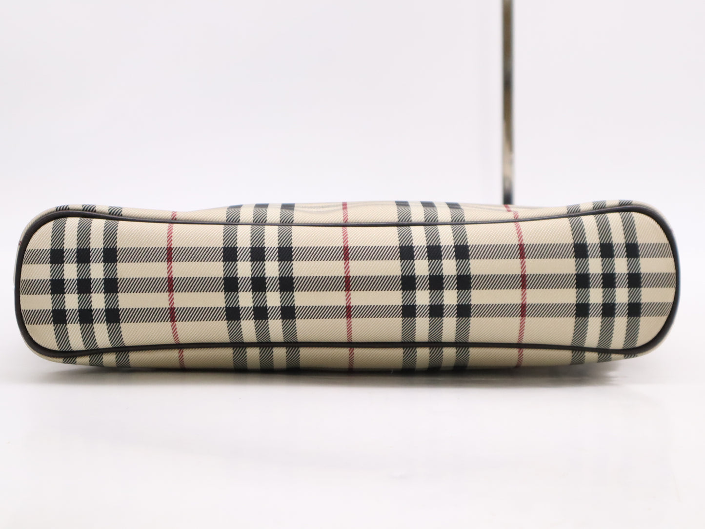 BURBERRY Nova Check x Leather Handbag, Dark Brown