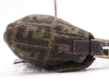 FENDI Wool and Leather Zucca Pattern Mamma Bucket One-Shoulder Bag Beige Brown Shoulder Bag