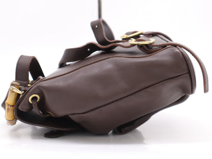 GUCCI 003・2058・0030 Leather Bamboo Backpack Brown