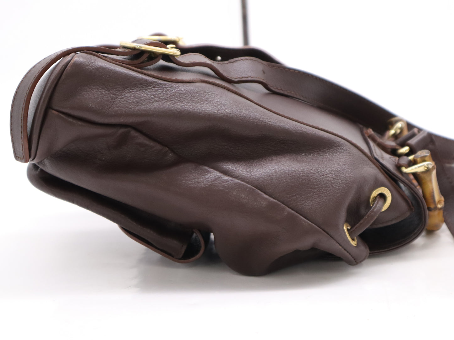 GUCCI 003・2058・0030 Leather Bamboo Backpack Brown
