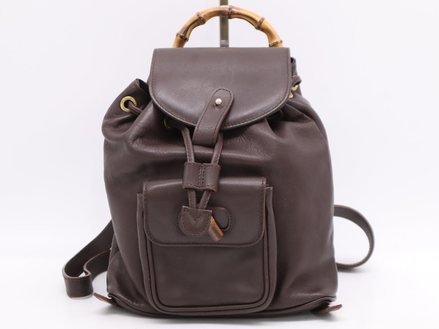 GUCCI 003・2058・0030 Leather Bamboo Backpack Brown