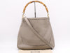 GUCCI 282315 Leather Bamboo 2-Way Tote Bag Shoulder Bag Khaki with Shoulder Strap and Dust Bag