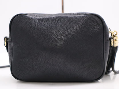 GUCCI 308364 Leather Soho Fringe Interlocking G Shoulder Bag Black