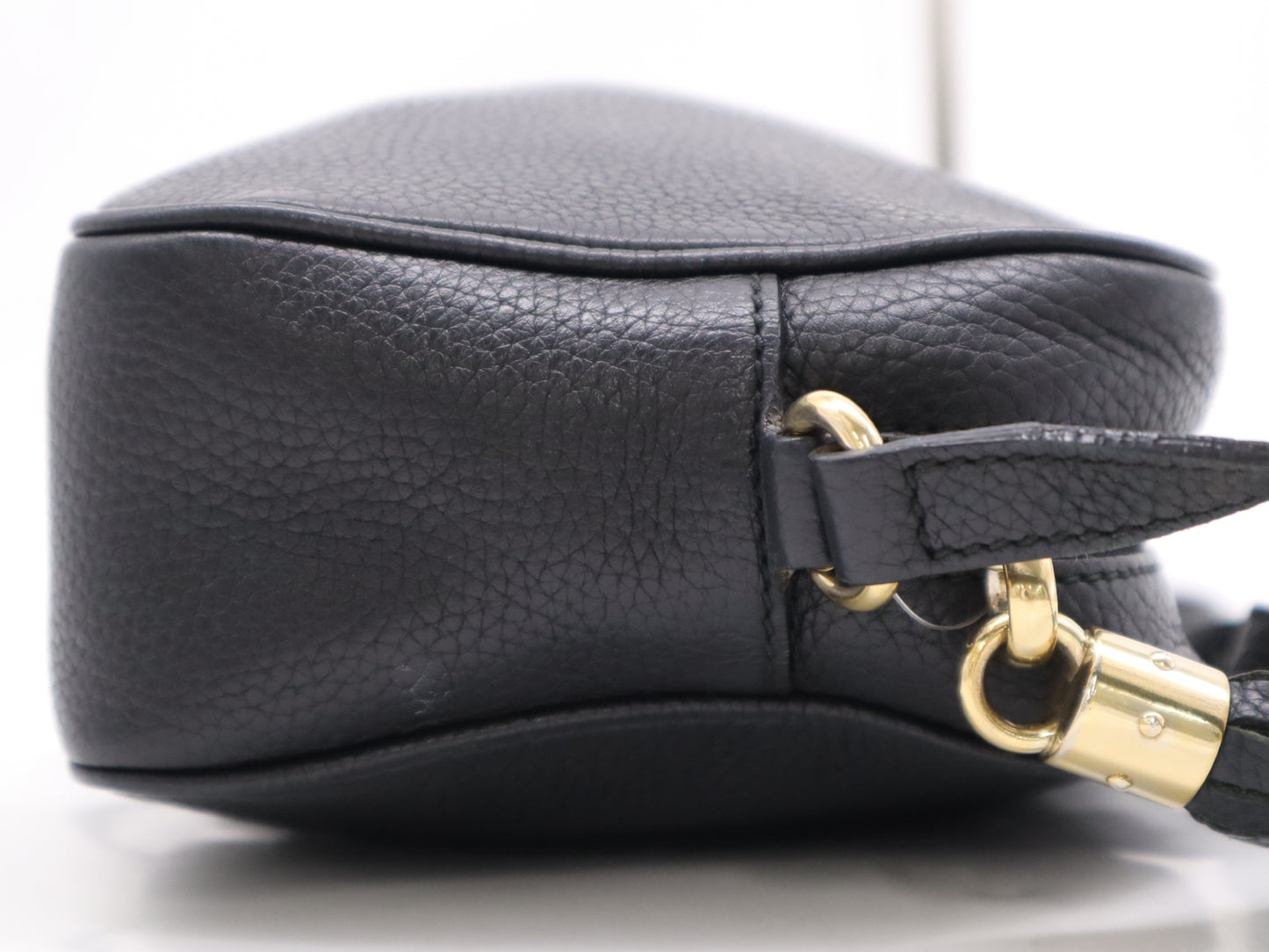 GUCCI 308364 Leather Soho Fringe Interlocking G Shoulder Bag Black