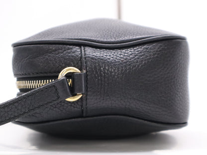 GUCCI 308364 Leather Soho Fringe Interlocking G Shoulder Bag Black