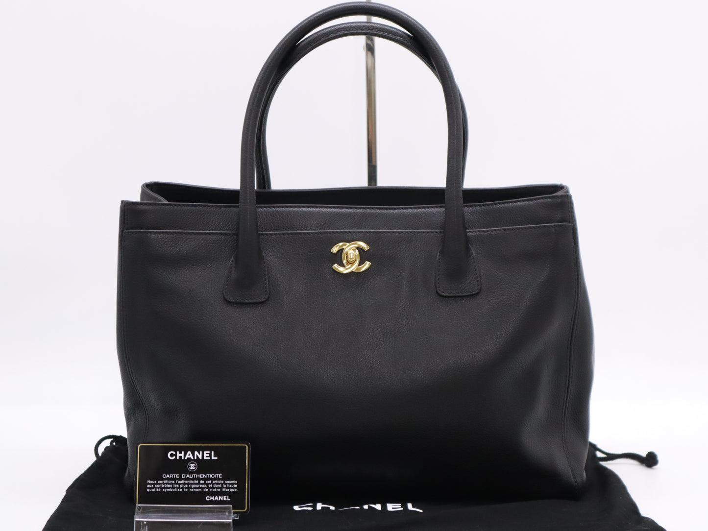 CHANEL Caviar Skin Coco Mark Tote Bag with Turn Lock, Black GD Hardware, Seal, and Card Included 9040469 Tote Bag