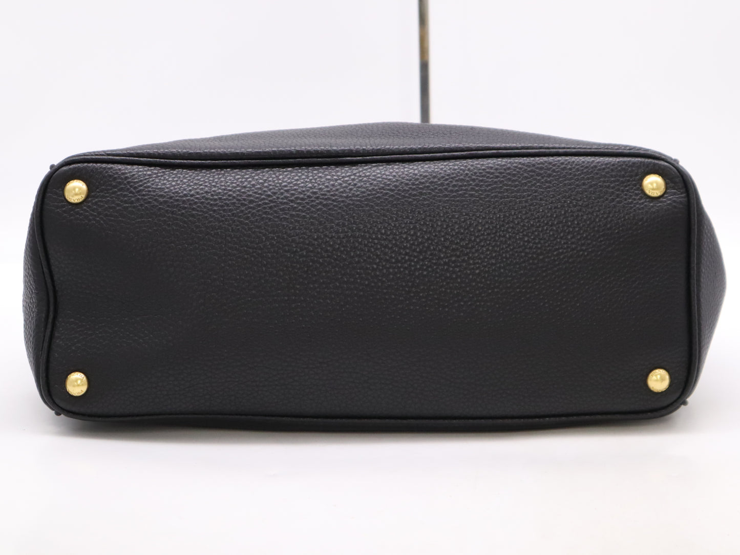 PRADA Leather Logo Tote Bag in Black with Shoulder Strap, Name Tag, and Dust Bag