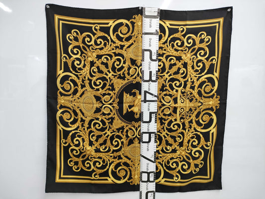HERMES Silk Carré 90 LES TUILERIES Tuileries Garden Black Scarf