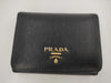 PRADA 1MH176 Leather Compact Wallet, Black, with Box