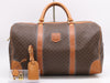 CELINE Macadam Boston Bag, Brown, GD Hardware, with Padlock, Key, Name Tag, and Cloche.