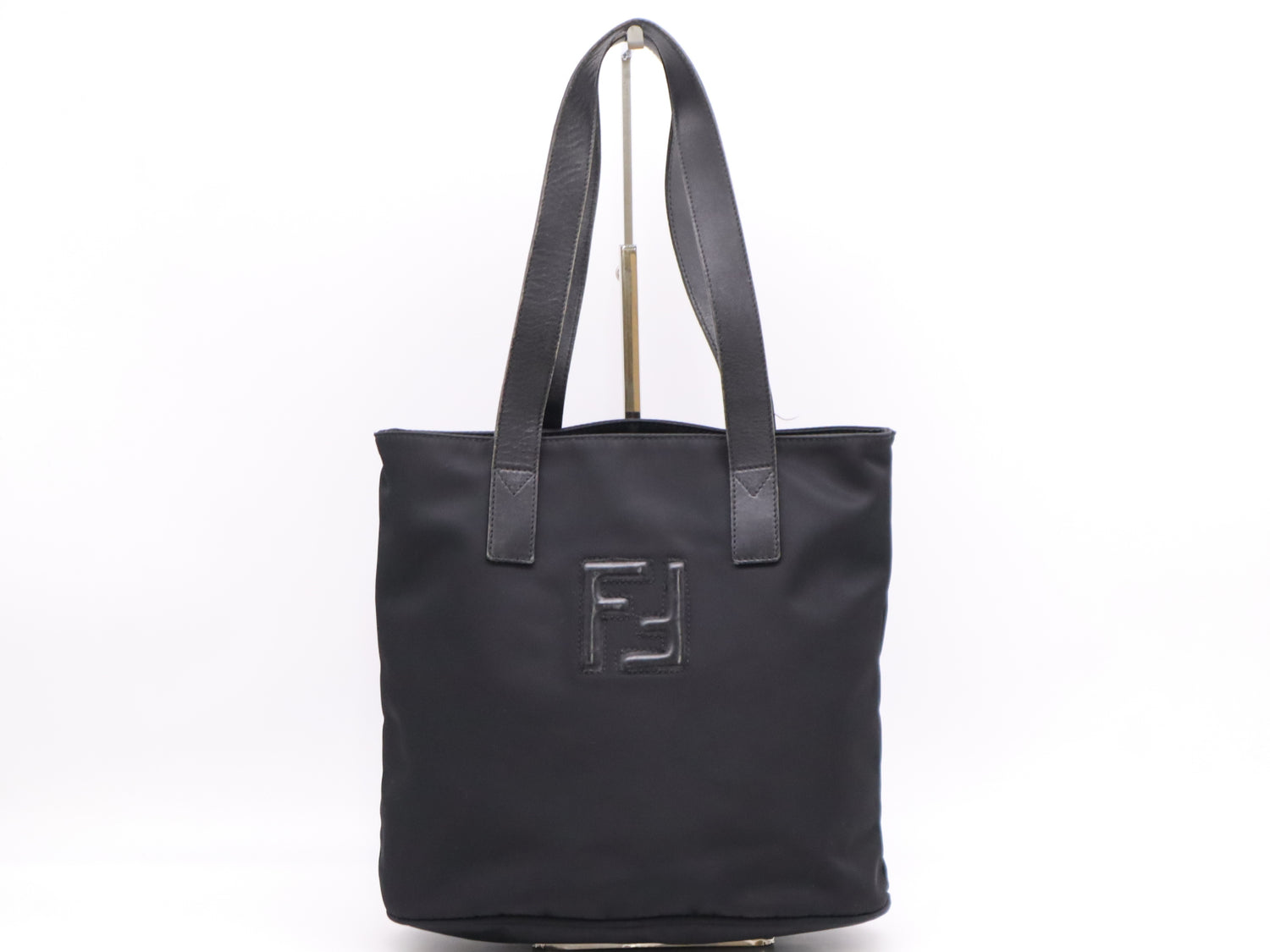 FENDI nylon and leather tote bag, black