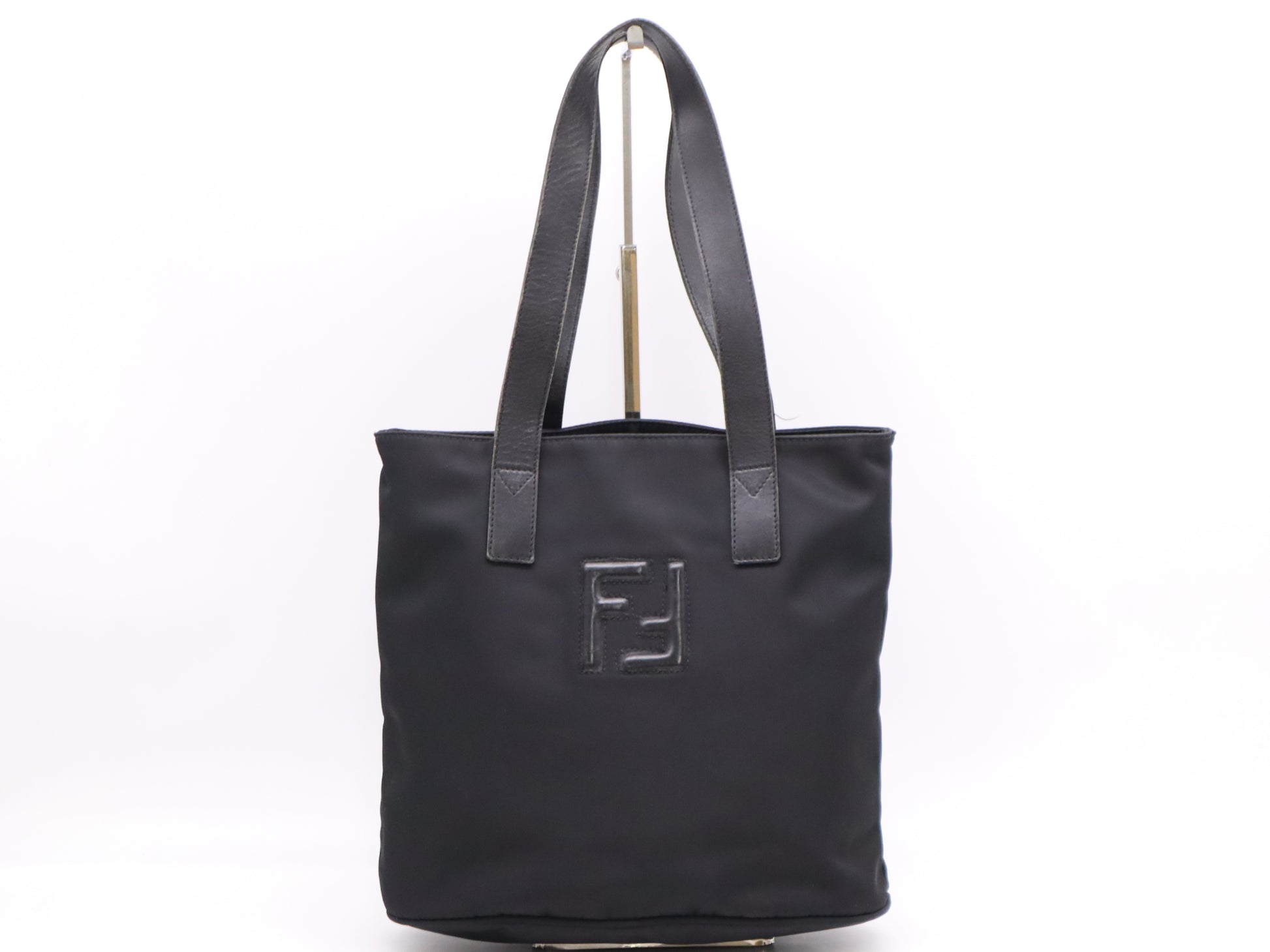 FENDI nylon and leather tote bag, black