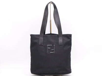 FENDI nylon and leather tote bag, black
