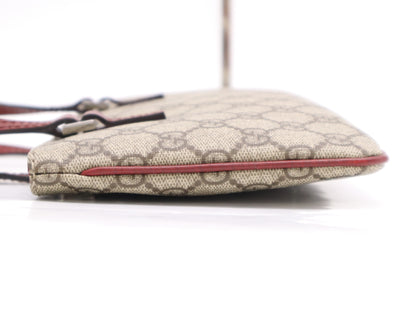 GUCCI Leather GG Supreme Mini Tote Handbag Beige Red Handbag