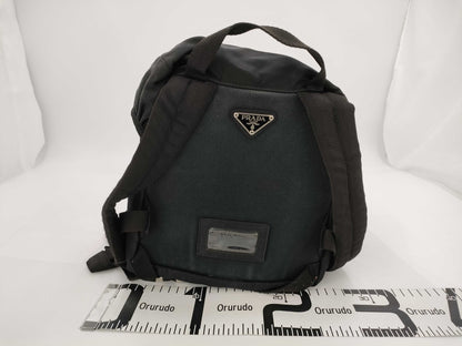 PRADA Nylon Backpack with Triangle Plate and Leather in Black