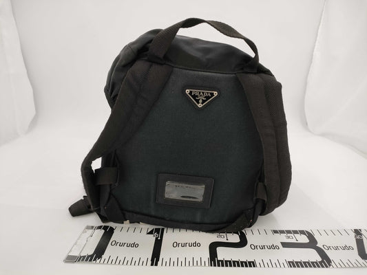 PRADA Nylon Backpack with Triangle Plate and Leather in Black